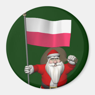 Santa Claus With Flag Of Poland Magnet