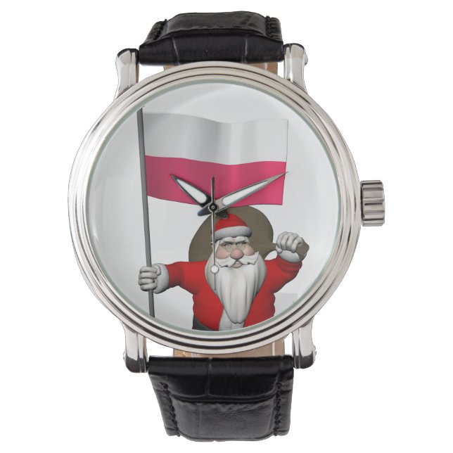 Santa Claus With Flag Of Poland Watch (Front)