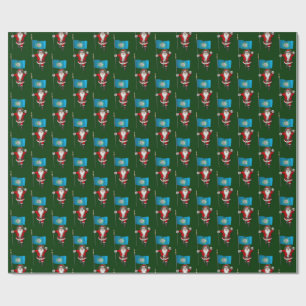 Santa Claus With Flag Of South Dakota Wrapping Paper