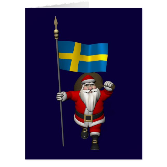 Santa Claus With Flag Of Sweden (Front)