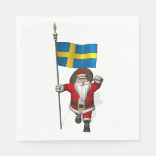 Santa Claus With Flag Of Sweden Napkin