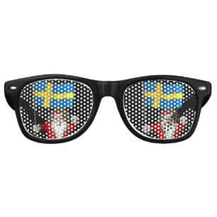 Santa Claus With Flag Of Sweden Retro Sunglasses
