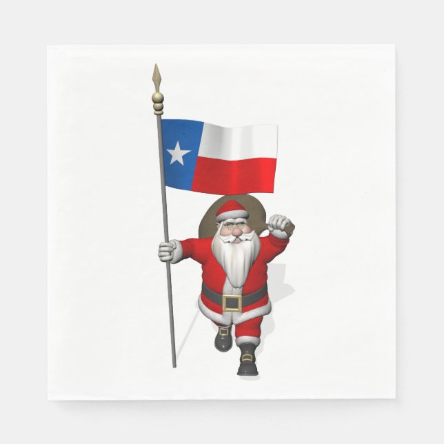 Santa Claus With Flag Of Texas Napkin (Front)
