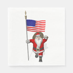 Santa Claus With Flag Of The USA Napkin