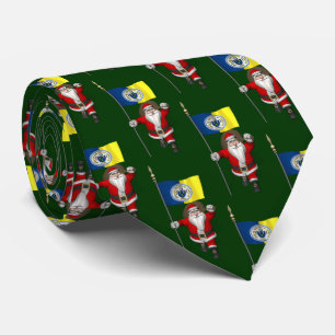Santa Claus With Flag Of Trenton NJ Tie