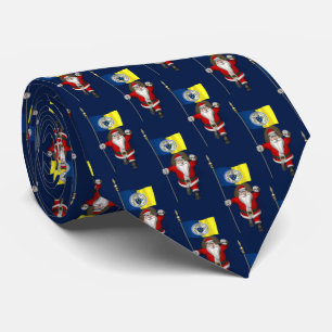 Santa Claus With Flag Of Trenton NJ Tie