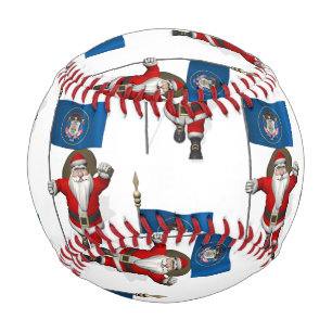 Santa Claus With Flag Of Utah Baseball