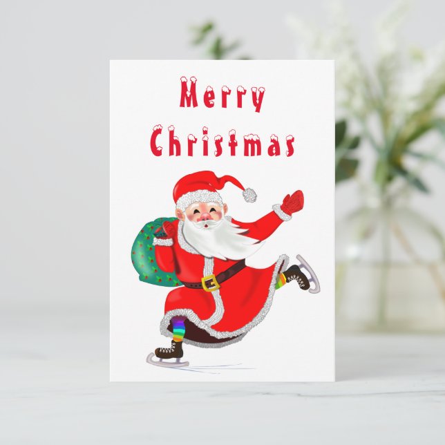 Santa Claus with Gift Christmas Card (Standing Front)
