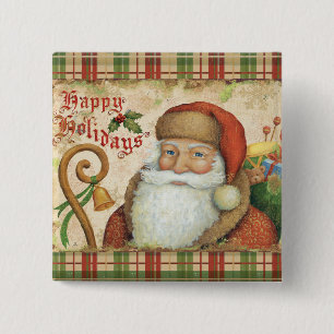 Santa Claus with Gifts 15 Cm Square Badge