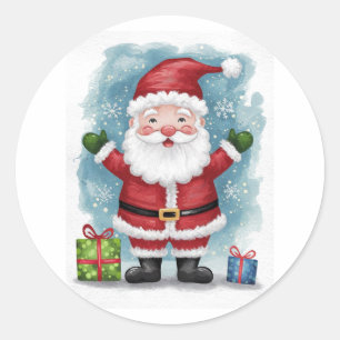 Santa Claus with Gifts Classic Round Sticker