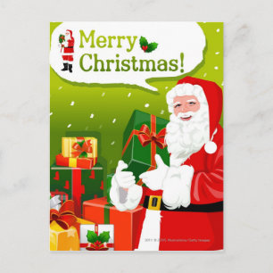 Santa Claus with gifts Holiday Postcard