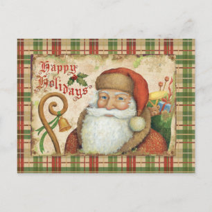 Santa Claus with Gifts Holiday Postcard