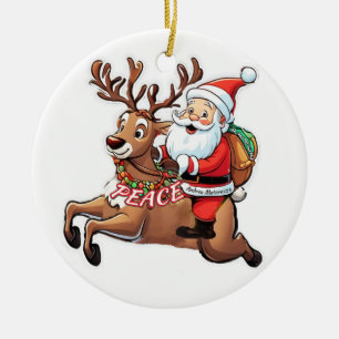 Santa Claus with Gifts of Peace Ceramic Tree Decoration