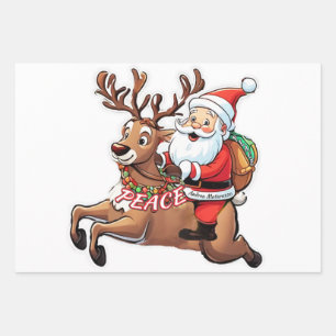 Santa Claus with Gifts of Peace Wrapping Paper Sheet
