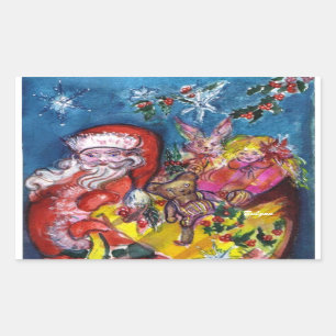 SANTA CLAUS WITH GIFTS RECTANGULAR STICKER