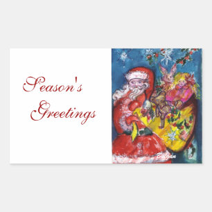 SANTA CLAUS WITH GIFTS RECTANGULAR STICKER