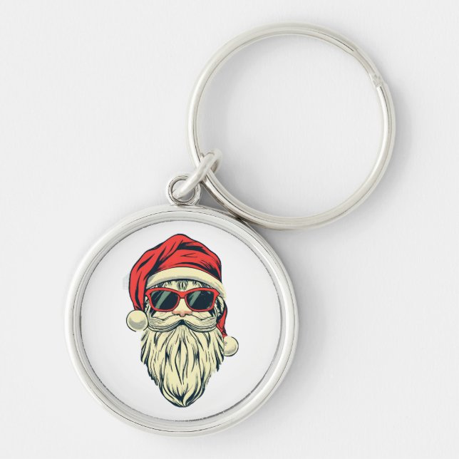 santa claus with glasses key ring (Front)