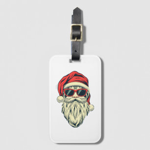 santa claus with glasses luggage tag