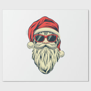 santa claus with glasses wrapping paper