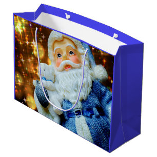 Santa Claus with Gold Sparkle Gift Bag