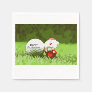 Santa Claus with golf ball Merry Christmas golfer Napkin