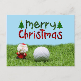 Santa Claus with golf ball  Merry Christmas golfer Postcard