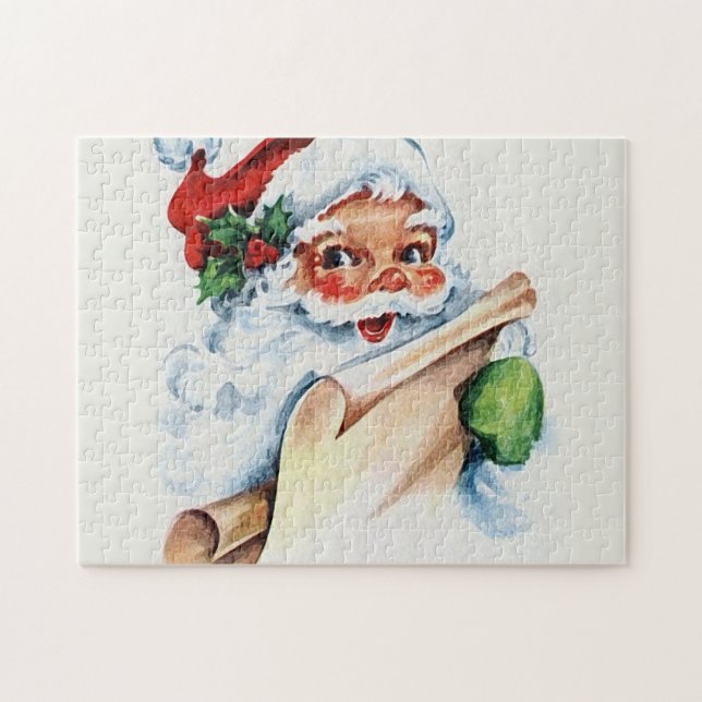 Santa Claus with his Christmas list scroll Jigsaw Puzzle (Horizontal)