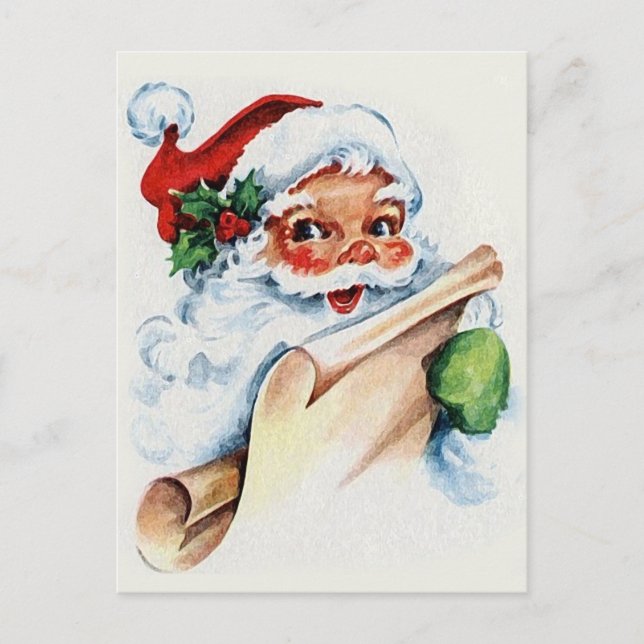 Santa Claus with his Christmas list scroll Postcard (Front)