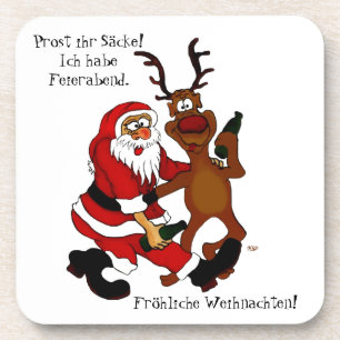 Santa Claus with moose - frohes Fest Coaster