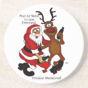 Santa Claus with moose - frohes Fest Coaster