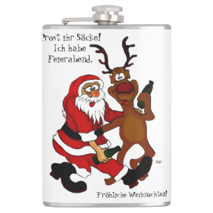 Santa Claus with moose - frohes Fest Hip Flask