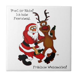 Santa Claus with moose - frohes Fest Tile