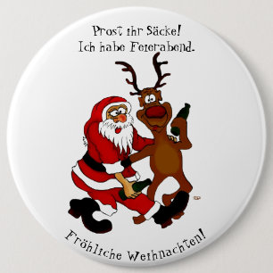 Santa Claus with moose - Happy Christmas 6 Cm Round Badge