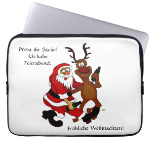 Santa Claus with moose - Prost it bags! Laptop Sleeve