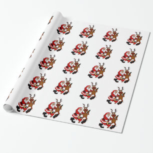 Santa Claus with moose Wrapping Paper