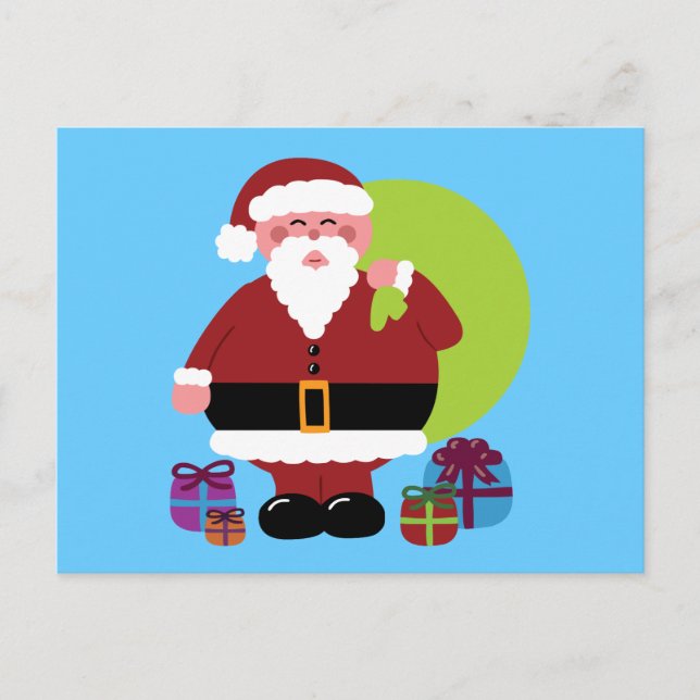 Santa Claus With Presents Holiday Postcard (Front)