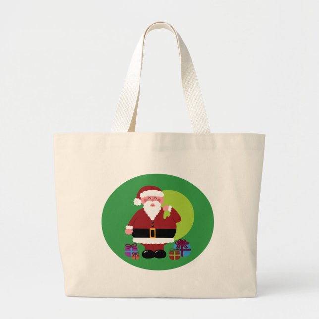 Santa Claus With Presents Large Tote Bag (Front)