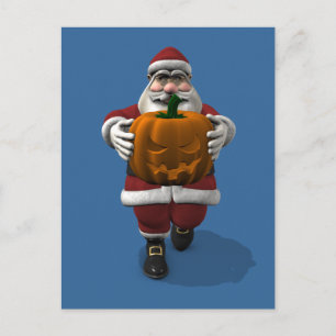 Santa Claus With Pumpkin Holiday Postcard