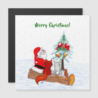 Santa Claus with Rabbit Fox and Squirrel