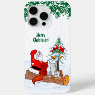 Santa Claus with Rabbit Fox and Squirrel iPhone 15 Pro Max Case