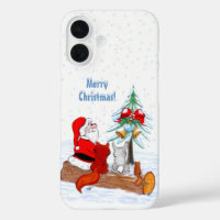 Santa Claus with Rabbit Fox and Squirrel