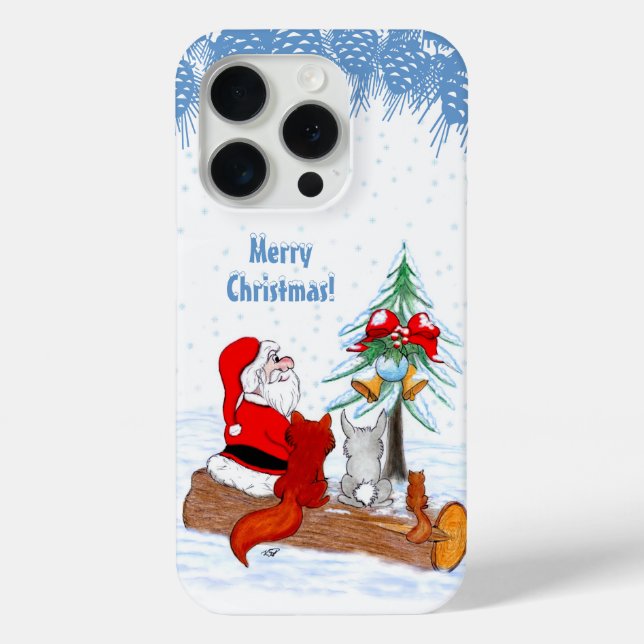 Santa Claus with Rabbit Fox and Squirrel Case-Mate iPhone Case (Back)