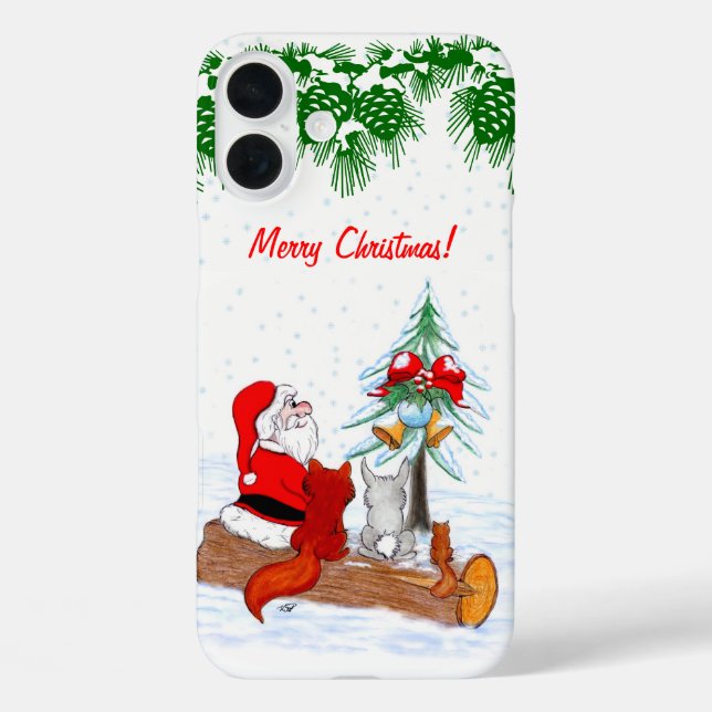 Santa Claus with Rabbit Fox and Squirrel Case-Mate iPhone Case (Back)