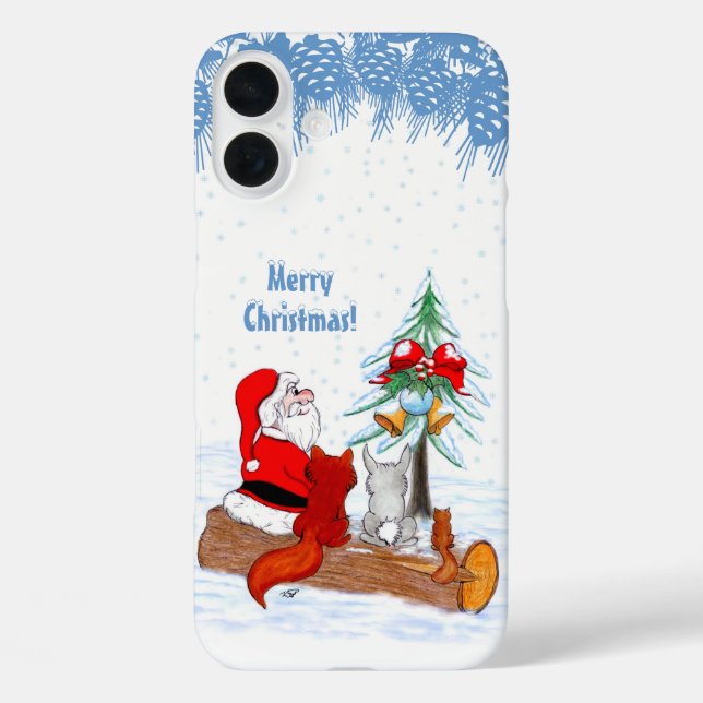 Santa Claus with Rabbit Fox and Squirrel Case-Mate iPhone Case (Back)
