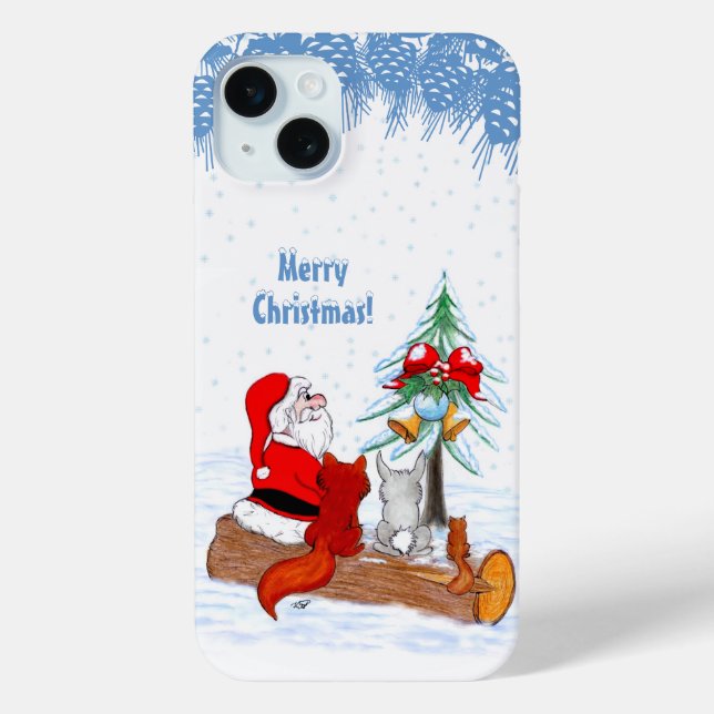Santa Claus with Rabbit Fox and Squirrel Case-Mate iPhone Case (Back)