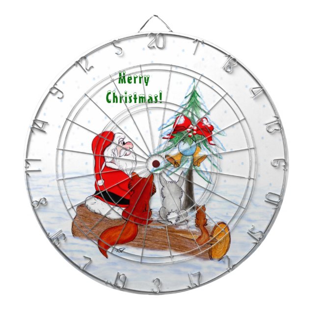 Santa Claus with Rabbit Fox and Squirrel Dartboard (Front)