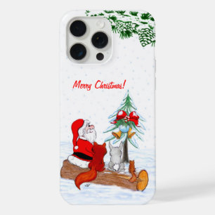 Santa Claus with Rabbit Fox and Squirrel iPhone 15 Pro Max Case