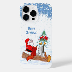 Santa Claus with Rabbit Fox and Squirrel iPhone 14 Pro Max Case