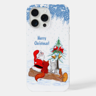 Santa Claus with Rabbit Fox and Squirrel iPhone 15 Pro Max Case