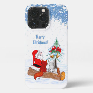Santa Claus with Rabbit Fox and Squirrel iPhone 13 Pro Case